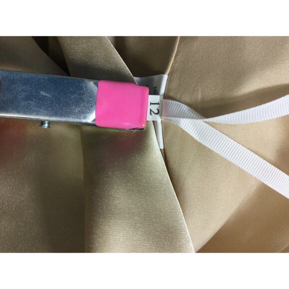 FORMAL SZ 12 L champagne satin beaded corset party gala maxi dress gown NEW b69 - Picture 5 of 8